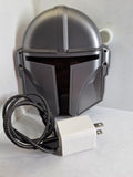 Mandalorian wireless charging pad, front view with cable