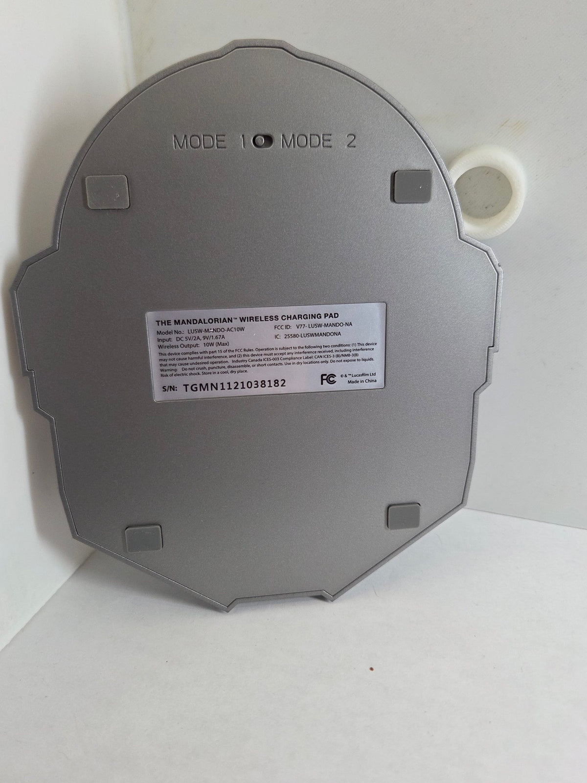 Mandalorian charging pad, back with model label